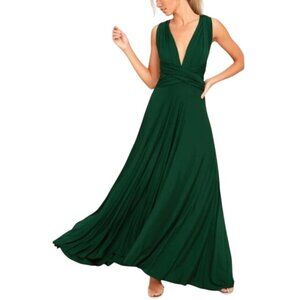 Lulus Tricks of the Trade Forest Green Convertible Maxi Dress Size S